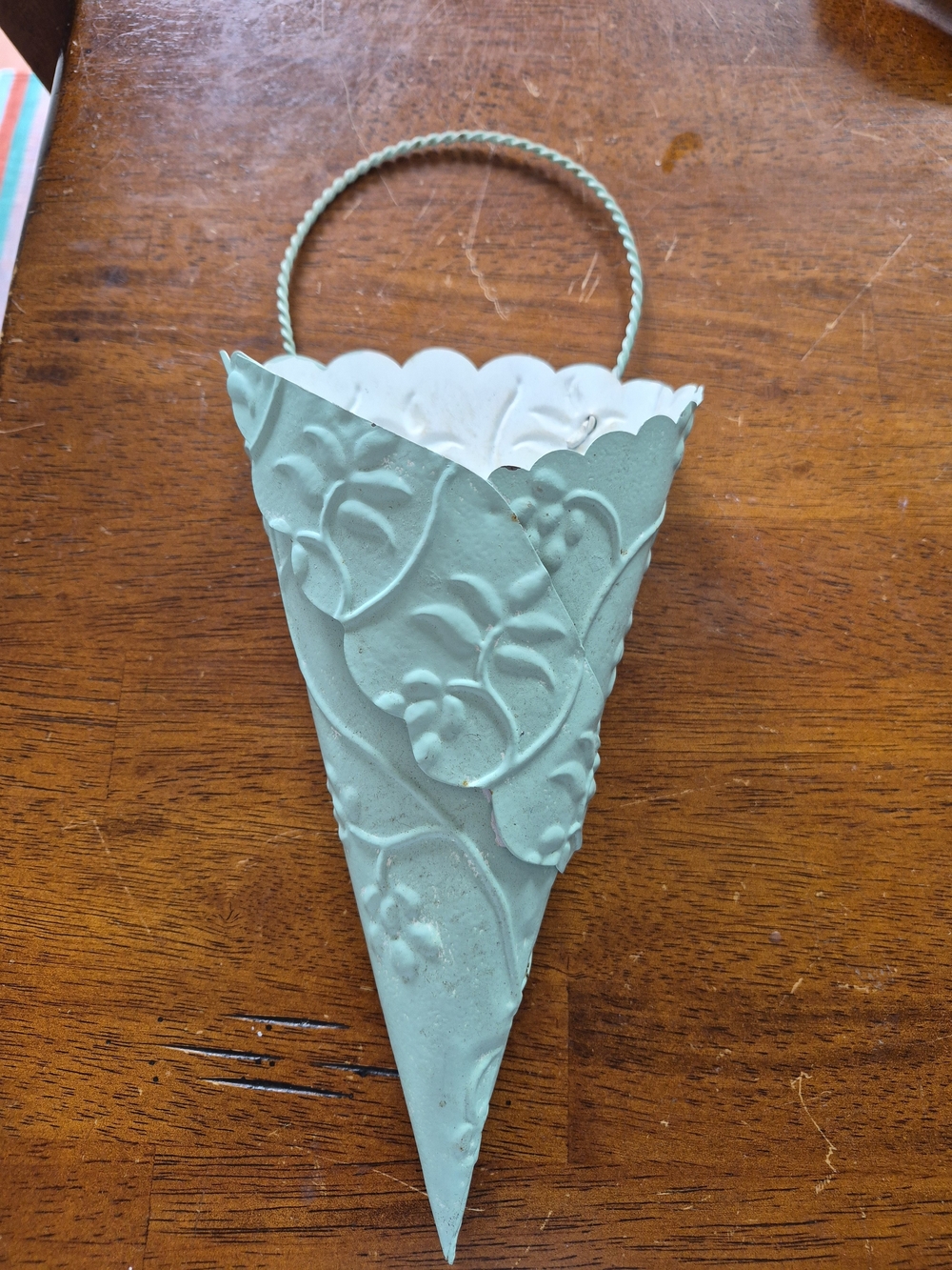 Aqua Embossed Metal Wall Pocket
